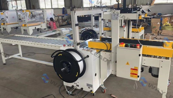 Προσαρμόσιμη συσκευή τύπου Case Folding Sealing Strapping Machine Αυτόματη χαμηλή συντήρηση