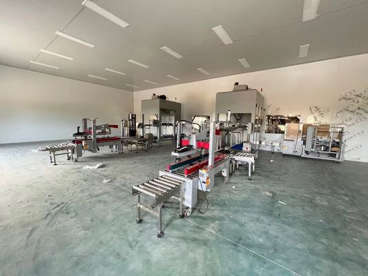 Φύλαξη λειτουργίας Αυτοματοποιημένη γραμμή συσκευασίας 35-150 σακούλες/λεπτο Για κουτί μεγέθους 250-350g/m2